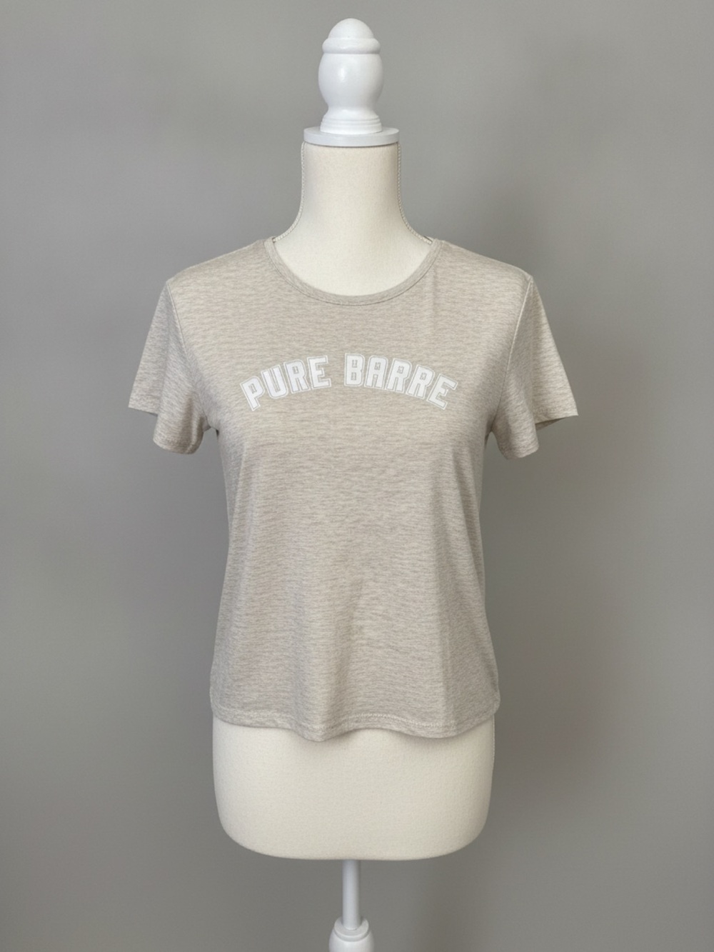 Pure Barre Light Heather Cream Short Sleeve Tee Size S